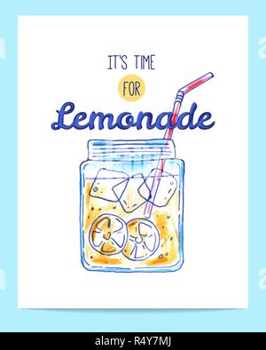 Hand gezeichnet helle Limonade Poster Stock Vektor