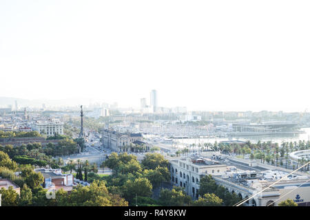 Blick vom Berg Montjuïc auf Barcelona Stockfoto