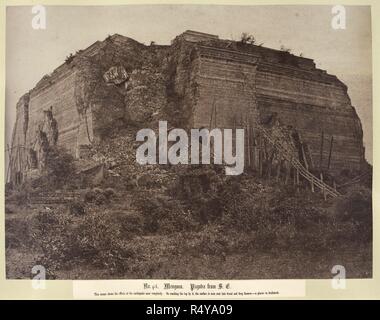 Mengoon. Pagode von S.E. 1855. Mengoon. Pagode von S.E. Mit der nächsten Ecke zusammengebrochen. Bild entnommen aus: Blick in Birma während der Mission zu Ava genommen. 1855. Quelle: OIOC Foto 61/I (98). Autor: Carl von Linné Kutteln. Stockfoto