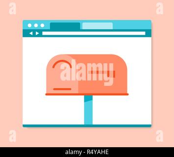 Flaches Design Stil Mailbox im Internet Browser Stock Vektor