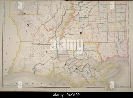 Louisiana und Mississippi. Die amerikanische Atlas; die Post, S. [Washington, D.C.]: D.H. Burr, Juli 10th, 1839. Karte von Louisiana und Mississippi. Bild von der amerikanischen Atlas genommen; die Post, Post Straßen, Eisenbahn Straßen, Kanäle und die Physische und politische Spaltung der Vereinigten Staaten von Nordamerika; von der Regierung Umfragen und andere offizielle Materialien konstruiert. Von D.H. Burr. John arrowsmith [Del]. Ursprünglich veröffentlichte/in [Washington, D.C.]: D.H. Burr, Juli 10th, 1839. . Quelle: Maps.145.e.8, Nr. 18. Sprache: Englisch. Stockfoto