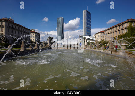 Die moder Architektur von Citylife Bezirk, von Giulio Cesare Square, in Mailand, Italien Stockfoto