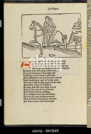 Abbildung: an die Canterbury Tales. Canterbury Tales. Westminster. Beginnen. [Fol. 2 recto:] gRete thankes lawde und Ehre, sollte gyuen werden die vnto clerkes usw. [fol. 3 recto:] wHan, dass Apryll wyth Hys shouris sote Der percyd droughte Marche hat die rote, usw. [fol. 311 verso:] [explizite Tractatus Galfridi Chaucer de Penitencia vt Dicitur pro fabula Rectoris, jetzt praye ich bis Saum alle, dass herken Thys lityl tretise, etc.]. [Fol. 312 recto:] [Pro omnia secula seculorum Amen,] [Mit Holzschnitten. Bearbeitet, mit einem â € oeprohemye, â € von W. Caxton.] B.L. 1485. Quelle: G. 11586 a7v. Sprache: Engli Stockfoto