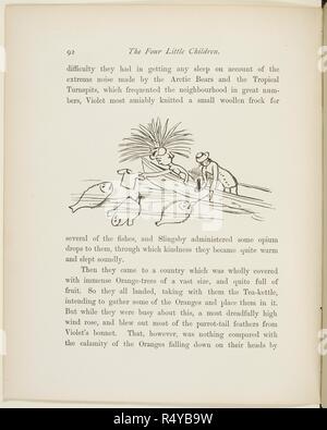 Zwei Personen in einem Boot, Nahrung und Kleidung für Fische im Meer Vers und Abbildungen aus einem Buch von Unsinn von Lear. . Ein Buch von Unsinn ... Mit dem ursprünglichen Bilder und Verse. George Routledge & Söhne: London, England [1910.]. Quelle: 12812.bb.26 92. Sprache: Englisch. Thema: Lear, Edward. Stockfoto