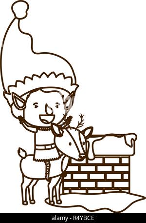 Elf mit Rentier avatar Charakter Stock Vektor