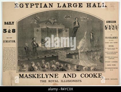 Maskelyne und Cooke - Die königliche Zaubervorstellungen. Ägyptische Halle, Piccadilly. 1876. Eine Sammlung von Broschüren, Handzettel, und sonstige Drucksachen. Ursprünglich veröffentlicht in London, 1800 - 1895. Bild aus einer Sammlung von Broschüren, Handzettel und sonstige Drucksachen im Zusammenhang mit viktorianischen Unterhaltung und Alltag. Ursprünglich veröffentlicht in London, 1800 - 1895. Quelle: Evan. 400. Sprache: Englisch. Stockfoto