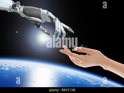 Robotic Arm und Hand Stockfoto