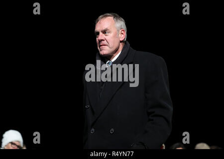 Washington, Vereinigte Staaten von Amerika. 28 Nov, 2018. United States Innenminister Ryan Zinke beteiligt sich an der 2018 National Christmas Tree lighting Zeremonie an der Ellipse in der Nähe des Weißen Hauses in Washington, DC am 28. November 2018. Credit: Oliver Contreras/Pool über CNP | Verwendung der weltweiten Kredit: dpa/Alamy leben Nachrichten Stockfoto