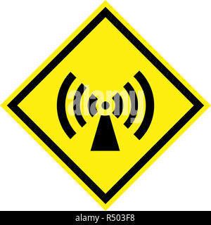 Gelbe Gefahr Zeichen mit nicht ionisierender Strahlung Symbol Stockfoto