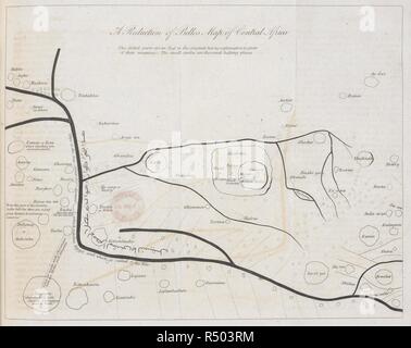 Eine Verringerung der Bello's Karte von Zentralafrika. [Erzählung der Reisen und Entdeckungen in Nord- und Zentralafrika, in den Jahren 1822, 1823 und 1824, die von großen Denham, Captain Clapperton und der späte Arzt Oudney... Mit einem Anhang... von Major D. Denham... und Kapitän H. Clapperton. Boston; Carey & Lea Philadelphia: Cummings, Hilliard & Co., 1826. Quelle: 792. Ich. 25 Karte gegenüberliegenden Seite 84. Autor: DIXON DENHAM. Stockfoto