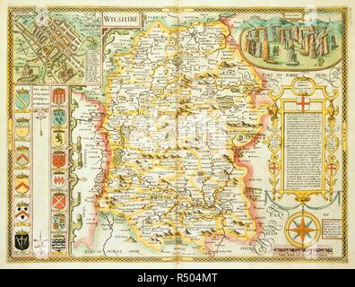 Wiltshire. Das Theater des Reiches von Großbritannien. London: I. Sudbury et G. Demütigen, 1616. Quelle: Maps. C.7. C.20. Sprache: Englisch. Thema: Geschwindigkeit, John. Stockfoto