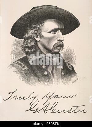 George Armstrong Custer. Mein Leben auf den Ebenen. Oder, persönliche Erfahrungen wi. Sheldon & Co.: New York, [1895]. George Armstrong Custer (1839-76). Amerikanischer Soldat. Kommandant der 7.Kavallerie in der Schlacht am Little Big Horn, wo er und 260 Soldaten umgeben waren und getötet. Die Veranstaltung wurde als "Custer's Last Stand" bekannt. Bild aus meinem Leben auf den Ebenen. Oder, persönliche Erfahrungen mit Indern. [Mit Platten, einschließlich ein Portrait.]. Ursprünglich veröffentlicht in Sheldon & Co.: New York, [1895.] produziert. . Quelle: 10411.ee.5, gegenüber 5. Sprache: Englisch. Stockfoto