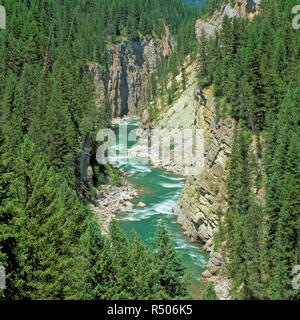 South Fork flathead River Canyon oben Hungry Horse Reservoir, Montana Stockfoto