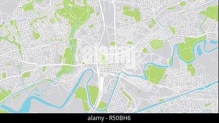 Urban vektor Stadtplan von Warrington, England Stock Vektor