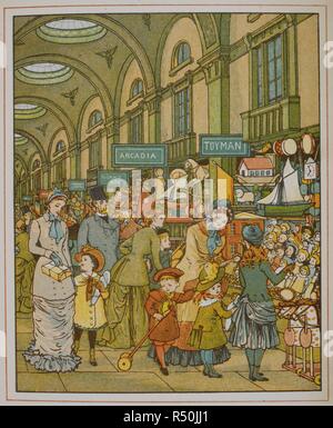 Die lowther Arcade. Abbildung von â € "London Stadt €™. London Town. Marcus Ward & Co.: London, 1883. Bild von: London Town. Verse von Felix Leigh. Quelle: 12805.9, Seite 53. Thema: Kran, Thomas. Stockfoto