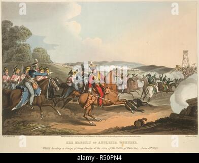 Der Marquis von Anglesey. Historischen, militärischen und Naval Anekdoten ... Abs. London, 1819. Der Marquis von Anglesey verwundet, während die Haushaltslinie a verantwortlich für schwere Kavallerie in der Schlacht von Waterloo, die während der Napoleonischen Kriege. Bild aus historischen, militärischen und Naval Anekdoten von Incidents, die an den Armeen von Großbritannien und ihre Verbündeten im letzten Krieg aufgetreten, etc. Ursprünglich veröffentlicht in London, 1819 produziert. . Quelle: 9080. m. 3, gegenüber 17. Sprache: Englisch. Autor: ORME, Edward. Atkinson, J. A. Dubourg, M. Stockfoto