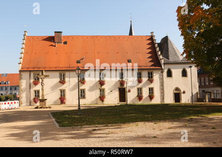 Historisches Gebäude im Zentrum von Haßfurt in Bayern Stockfoto