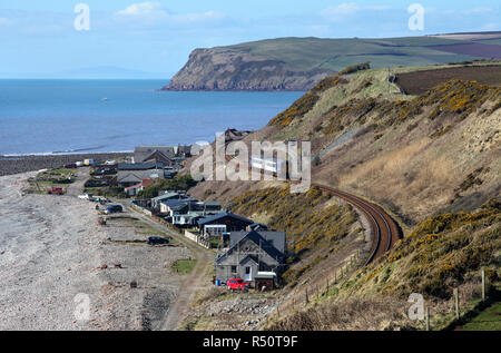 Eine Klasse 156 Köpfe Vergangenheit Nethertown auf die Cumbrian Coast Route am 24.3.18 Stockfoto