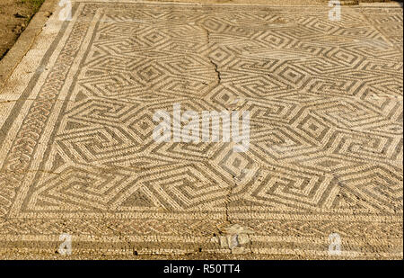 Ostia Antica in Rom, Italien. Geometrische Römischen Reiches Mosaikfußboden Stockfoto