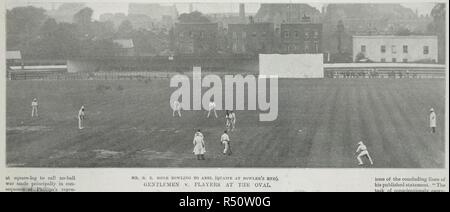 Ein Cricket-spiel in einer Stadt. Herren gegen Spieler am Oval. Quelle: Illustrierte Sport & dramatische News 20 Juli 1901 Seite 851 (Detail). Stockfoto