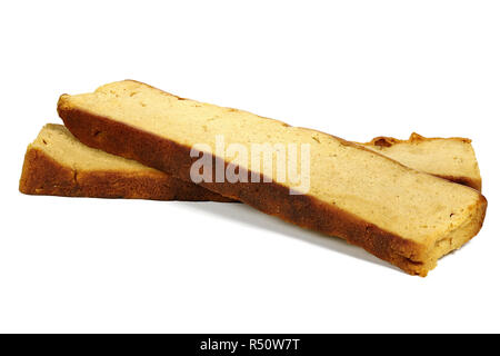 Friesische Reepkoek (bar Kuchen) auf weißem Hintergrund Stockfoto