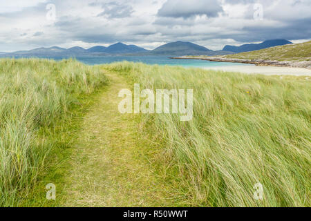 Weg zum Strand Luskentire, Isle of Harris, Äußere Hebriden, Schottland, UK Stockfoto