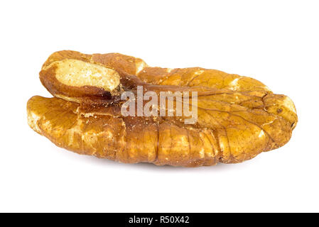 Close-up Pekannuss auf weißem Hintergrund mit Freistellungspfad isoliert Stockfoto