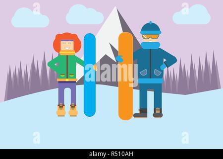 Winter Outdoor Aktivität Vector Illustration Design. Stock Vektor