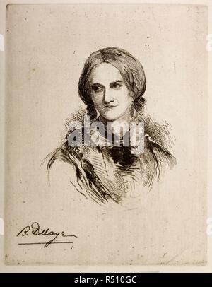 Portrait von Charlotte Bronte aus dem Roman Jane Eyre. . Jane Eyre. Philadelphia, R.M. Lindsay, 1884. Quelle: 12602 k8 Vol.1 Frontispiz. Sprache: Englisch. Stockfoto