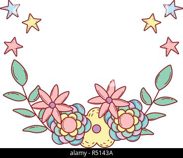 Süße Blüten mit treibt Krone Stock Vektor