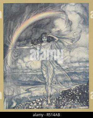 'Iris gibt, mit feuchten Bug.". Comus... Mit Ill. von Arthur Rackham. London: William Heinemann; New York: Doubleday Seite & Co., [1921]. Quelle: 11631 b. 49 Platte XXIV. Stockfoto