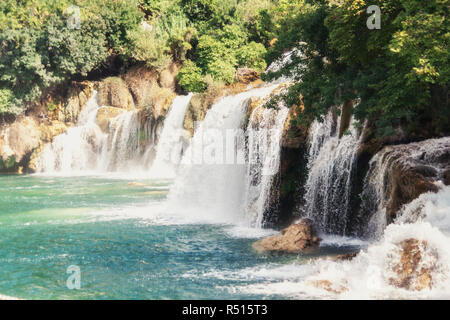 Krka-Nationalpark - Wasserfall Skradinski Buk in Kroatien Stockfoto