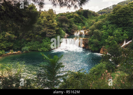 Krka-Nationalpark - Wasserfall Skradinski Buk in Kroatien Stockfoto