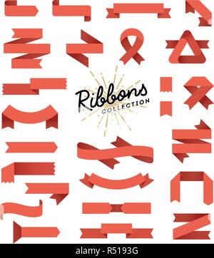 Satz von verschieden geformten ribbon Banner, flache Bauweise Stock Vektor