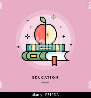 Bildung, flachen Design eine dünne Linie banner Stock Vektor