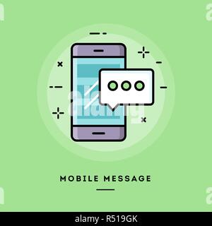 Mobile Nachricht, flache Bauform dünne Linie banner Stock Vektor