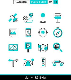 Navigation, Richtung, Karten, Verkehr und mehr. Stock Vektor