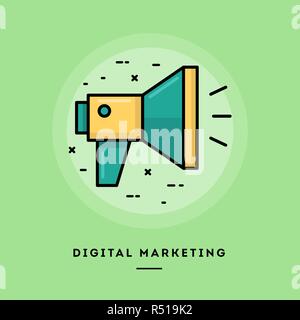 Digital Marketing, flachen Design eine dünne Linie banner Stock Vektor