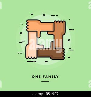 Eine Familie, flachen Design eine dünne Linie banner Stock Vektor