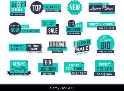 Set Werbeartikel Abzeichen und Verkauf tags, modernes Design Stock Vektor