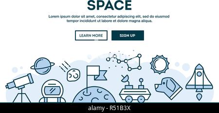 Platz, Konzept Kopf, flache Bauform dünne Linie Stil Stock Vektor