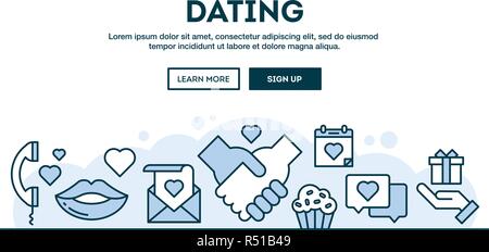 Dating, Konzept Kopf, flache Bauform dünne Linie Stil Stock Vektor