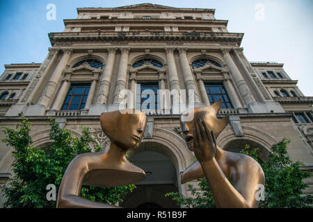 Skulptur auf der Plaza de San Francisco in Havanna, Kuba. Stockfoto