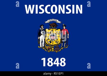 Wisconsin vektor Flagge. Vector Illustration. Die Vereinigten Staaten von Amerika. Stock Vektor