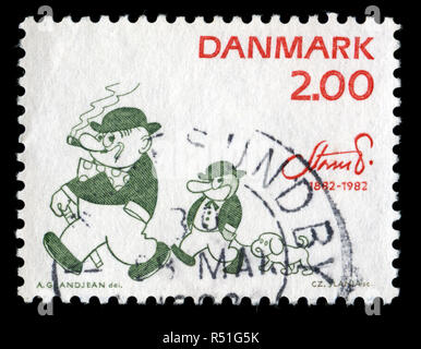 Briefmarke aus Dänemark in der Petersen, Robert Sturm (karikaturist) - Geburt 100-Serie 1982 ausgestellt Stockfoto