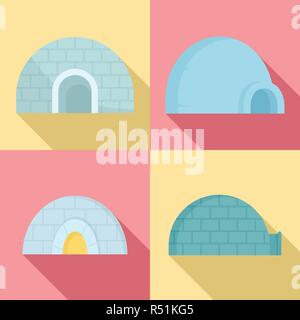 Iglu Icon Set. Flache Satz von Iglu Vector Icons für Web Design Stock Vektor
