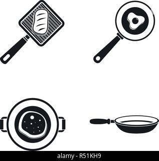Küche Bratpfanne Icon Set. Einfache Küche Bratpfanne Vector Icons für Web Design auf weißem Hintergrund Stock Vektor
