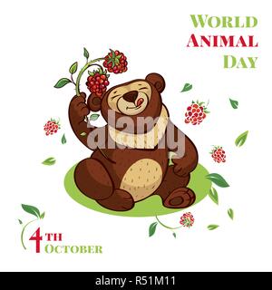 Welt Tier Tag cute bear Konzept Hintergrund. Cartoon Illustration der Welt Tier Tag cute bear Vektor Konzept Hintergrund für Web Design Stock Vektor