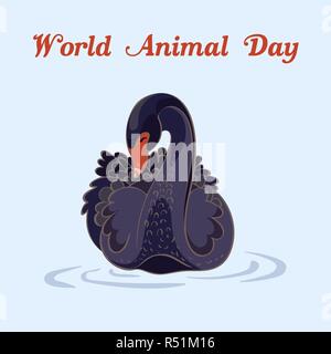 World Animal day Black Swan Konzept Hintergrund. Cartoon Illustration der Welt Tier Tag Black Swan vektor Konzept Hintergrund für Web Design Stock Vektor