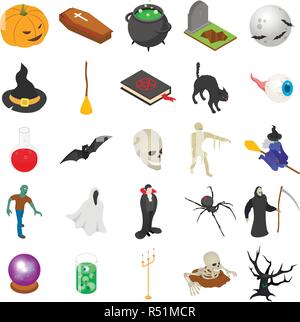 Halloween Icon Set. Isometrische Satz von Halloween Vector Icons für Web Design auf weißem Hintergrund Stock Vektor